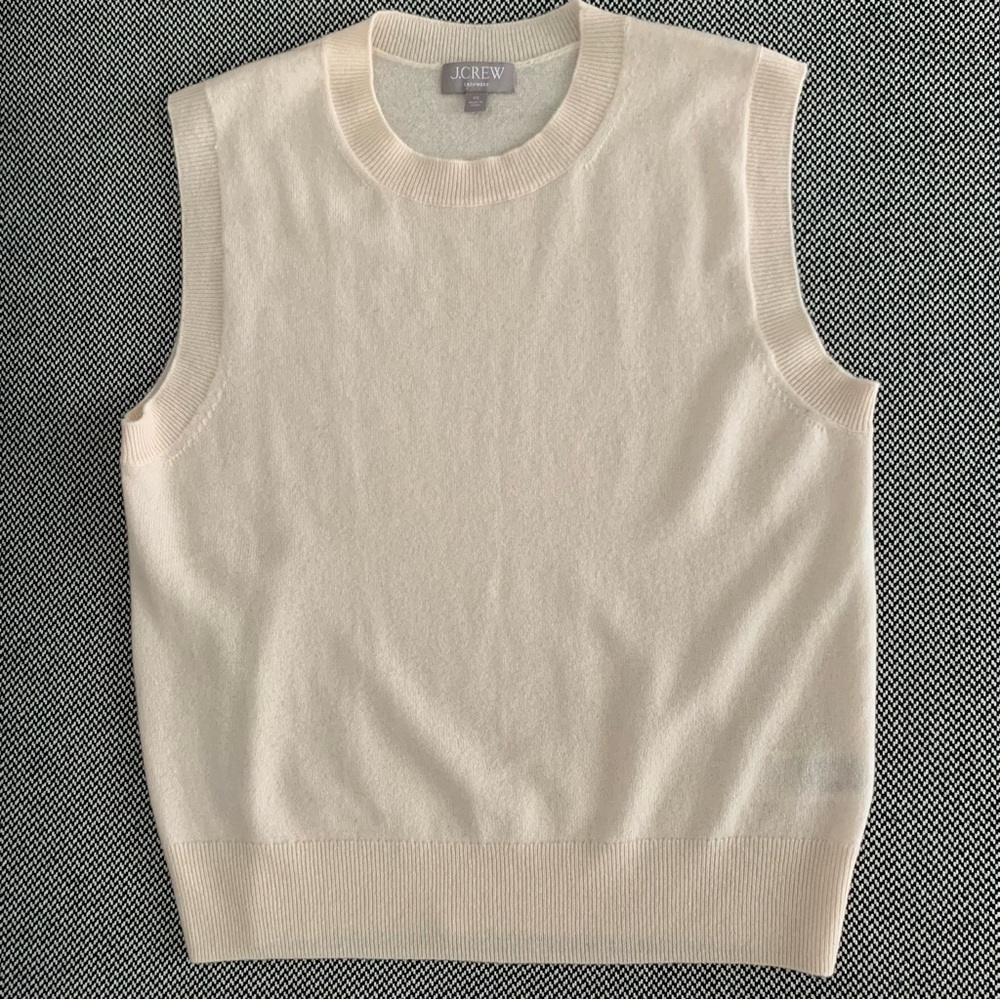 J. Crew Cashmere Relaxed Sweater Vest in Heather Muslin